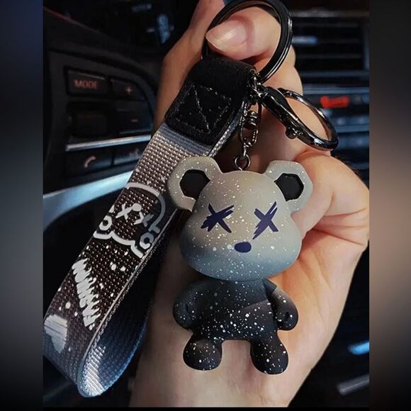 Other - Gray Bear Keychain with Lanyard - Trendy Accessory